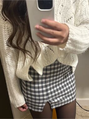 Black & White Plaid Mini Skirt